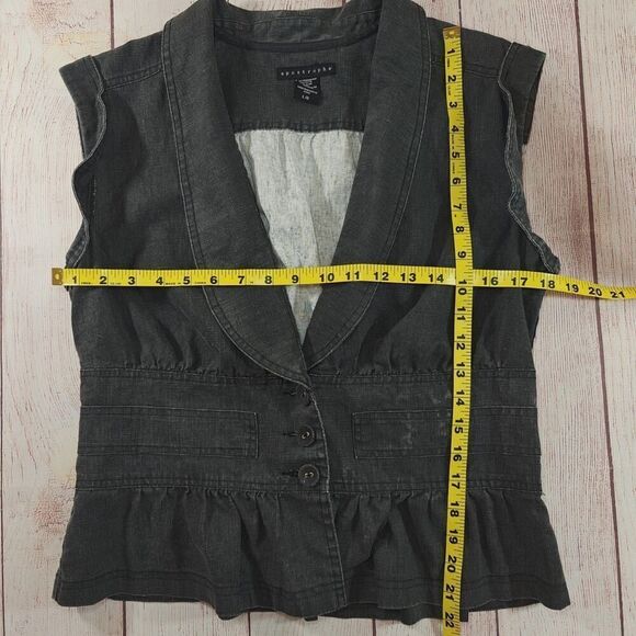 Apostrophe shawl collar peplum denim jacket vest sz L - Picture 7 of 8